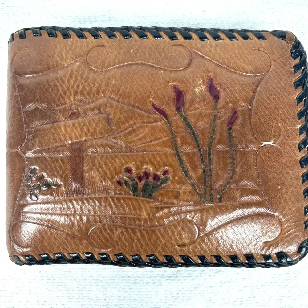Vintage Hand-Tooled Leather Masonic Past Master Wallet - Blue Lodge